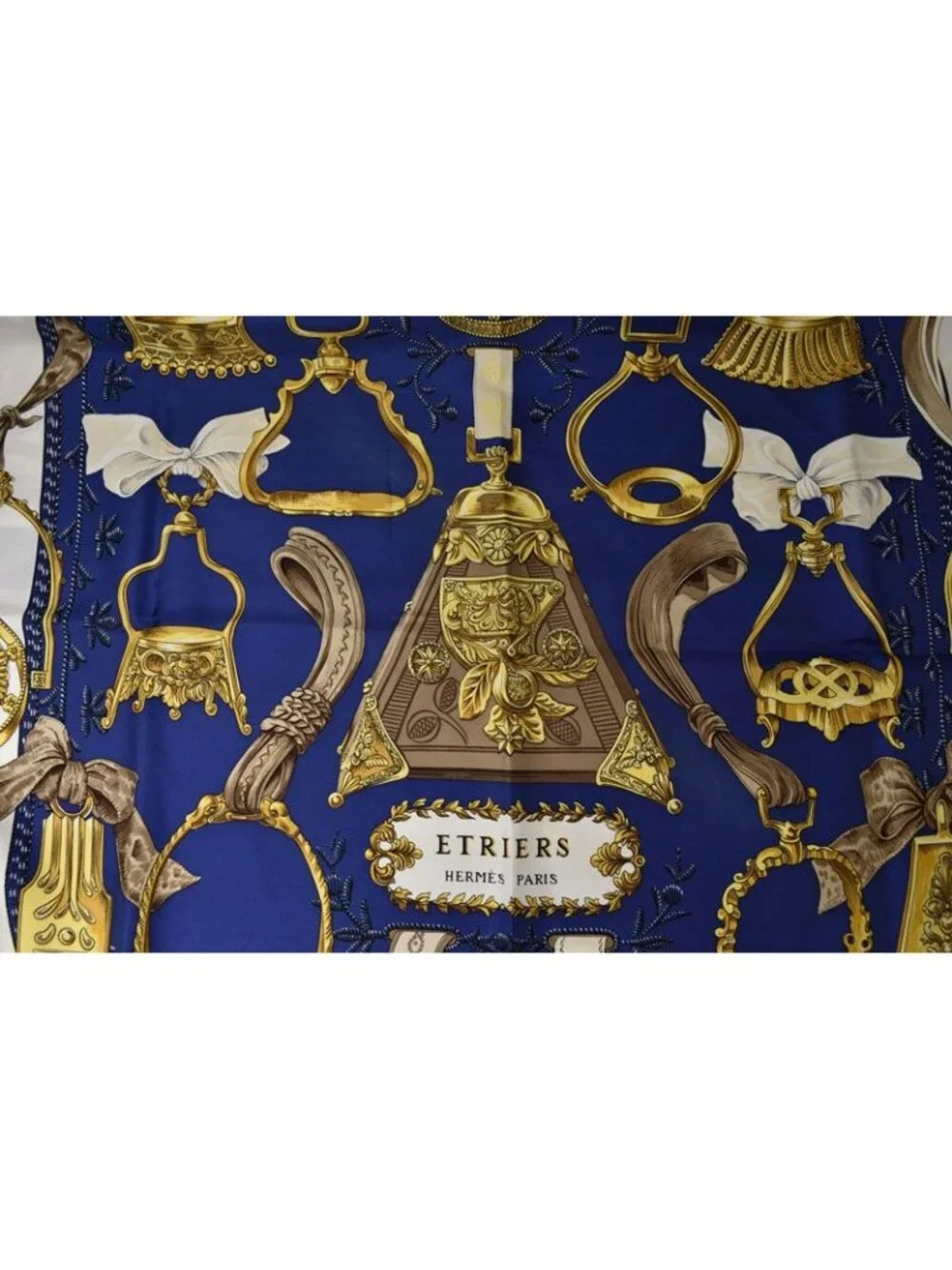 Hermes Carre 90 Scarf Vintage Etriers Stirrup Fantasy Blue